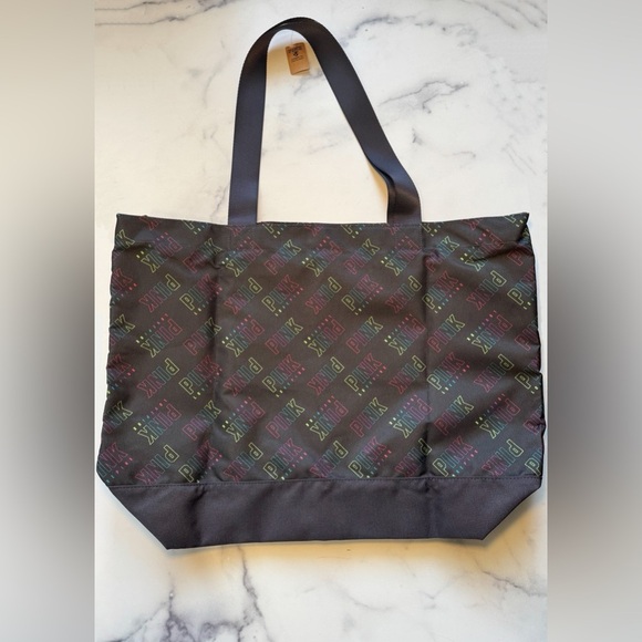 NEW WITH TAGS Victoria’s Secret PINK Logo Black Tote Bag - Picture 1 of 6